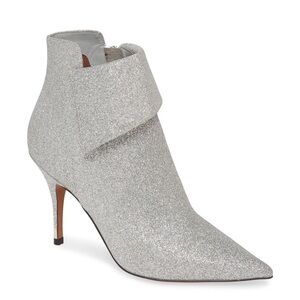 LINEA PAOLO North Silver Glitter Heel Bootie 7.5